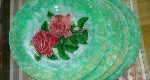 آموزش تصویری دکوپاژ روی بشقاب شیشه ای